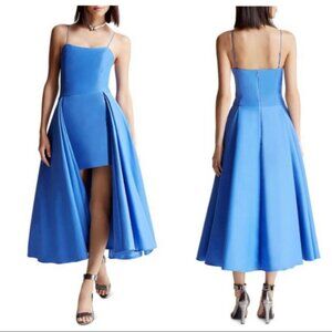 HALSTON HERITAGE FAILLE SLEEVELESS HIGH-LOW DRESS